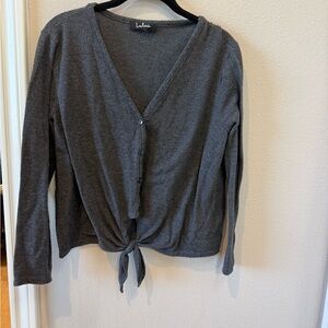 Lulu's Charcoal Button-Down Tie-Front Top